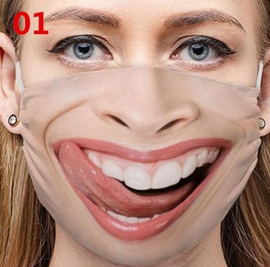 Grappig vrouw met uitgestoken tong - tongue - herbruikbare mondkapjes - mondmaskers - wasbaar - niet medisch mondmasker - polyester - geschikt voor ov - herbruikbaar - reusable - wasbaar - Funny - masker - mondkapje