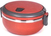 Stapelbare thermische lunchbox / warme maaltijd box rood 17 x 15 x 9 cm - Voedsel bewaarbakjes / lunchboxen / warme maaltijd box