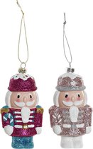 Kerstversiering DKD Home Decor Plastic Purpurine (2 pcs) (6 x 4 x 11.5 cm)