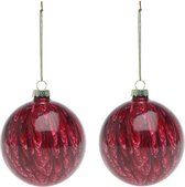 LuxuryLiving - Kerstballen - Kristal - 2 pcs - Geschatte diameter: 8 cm - Rood - 113572