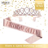 Snoes * Rose Gold Verjaardag Kroon Tiara en Sjerp * Rose Gold * Feel like a Queen On your Birthday  * Rose Goud * Jarige versiering * Dress up for your Birthday *