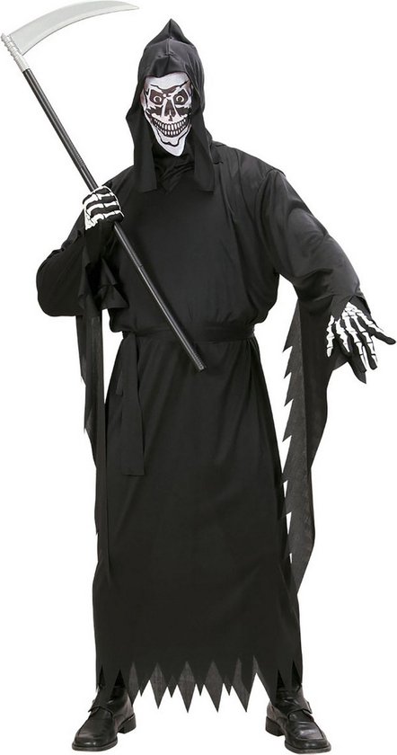 Widmann - Beul & Magere Hein Kostuum - Grim Reaper Vader Tijd Kostuum Man - Zwart - Medium - Halloween - Verkleedkleding