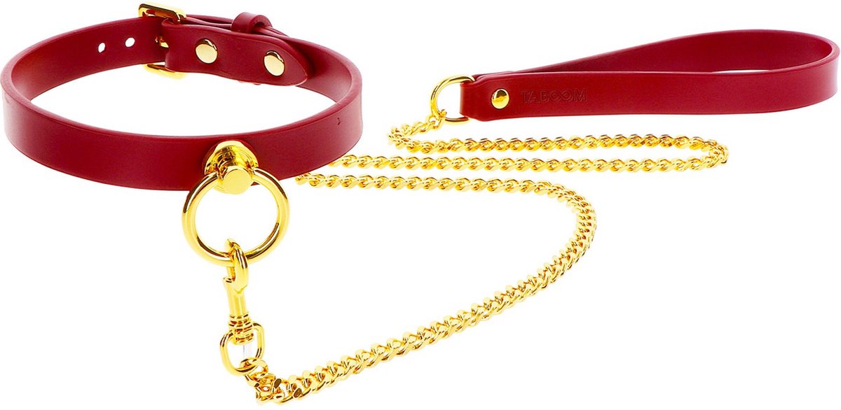 TABOOM O-Ring Halsband met ketting - Rood
