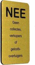 NEE Geen collectes, verkopers of geloofsovertuigers - Brievenbus Sticker - Goud Look - Zelfklevend - 50 mm x 80 mm x 1,6 mm - YFE-Design