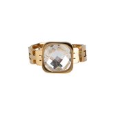 Chic by Lirette - Ring Diamant look Vierkant - Verstelbaar - Goud Wit inc. Sieradenzakje