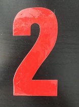 Reflecterend Cijfersticker: 2 ROOD 16,5cm  - Brievenbussticker, Plaknummer, Huisnummersticker, Kliko sticker, Containersticker