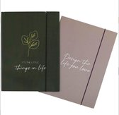 2x Opbergmap A4 - Design the Life You Love En It's The Little Things In Life - Elastiekmap - Verzamelmap