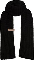 Knit Factory Alex Gebreide Sjaal Dames & Heren - Warme Wintersjaal - Grof gebreid - Langwerpige sjaal - Wollen sjaal - Heren sjaal - Dames sjaal - Unisex - Zwart - 200x45 cm