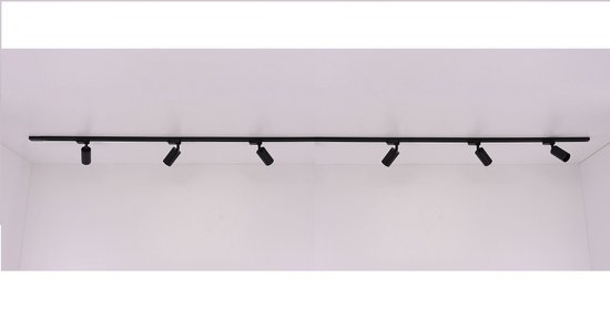Searchlight railverlichting - complete set 4 meter 6 spots - mat zwart - 6 x GU10 - SMART geschikt