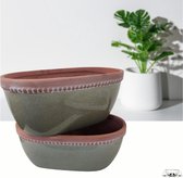 Set van 2- bloempot- plantenbak- aardewerk