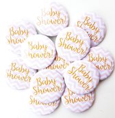 12X Button Babyshower Chevron roze goud - geboorte - baby - kraamfeest - genderreveal - babyshower - button