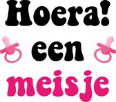 Raamsticker 'Hoera! Een meisje' | 110x76cm | Herbruikbaar!