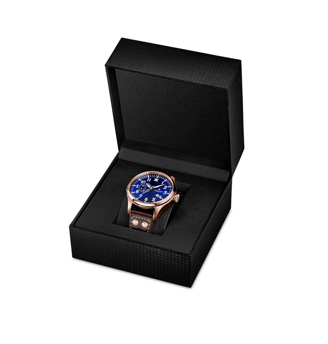 Alpha Sierra Automatic AM3 - Herenhorloge - Bruin leren band - Blauwe  wijzerplaat - Ø | bol.com