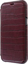 iPhone 12/12 Pro Bookcase hoesje - Graffi - Croco Bordeaux (Croco) - Leer