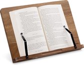Navaris houten kookboekenstandaard en tablethouder - Met 2 verstelbare metalen paginaklemmen - 34 x 24 cm - Van acaciahout
