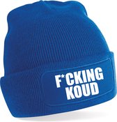 F*cking Koud Beanie Warme Wintermuts Blauw