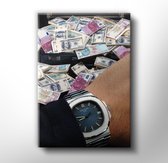 Patek philippe  x Money suitcase - Plexiglas Schilderij - Museum kwaliteit - 60x90