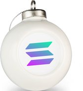 Solano kerstbal wit |set van 2 SOL kerstballen |Crypto kerstballen set van 2 stuks| Solano cadeau| Crypto cadeau| Bitcoin cadeau