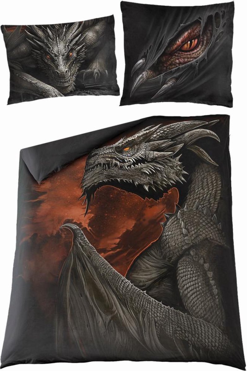 Spiral - MAJESTIC DRACO Dekbedovertrekset - Tweepersoons - Zwart