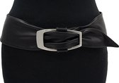 Nappa soft leren heup riem 8 cm breed - Zwart - Afhang ceintuur - Echt Soft Nappa Leder - Taille: 90cm - Totale lengte riem: 105cm