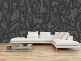 Professioneel Fotobehang camouflage mariene grijs - grijs - Sticky Decoration - fotobehang - decoratie - woonaccesoires - inclusief gratis hobbymesje - 415 cm breed x 280 cm hoog - in 7 versc