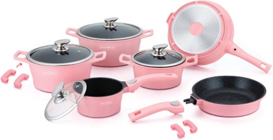Pannenset Non Stick - 15 delige inductiekookpannenset - Inductiekookpannenset met deksels - steelpannenset en koekenpannen Nonstick - Keukenaccessoires - PFOS & PFOA Vrij