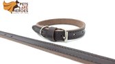 Hondenhalsband - Zwart - Halsomtrek van 22.5cm tot 30cm - Hoge Kwaliteit Leer - Ambachtelijk Gemaakt in Portugal