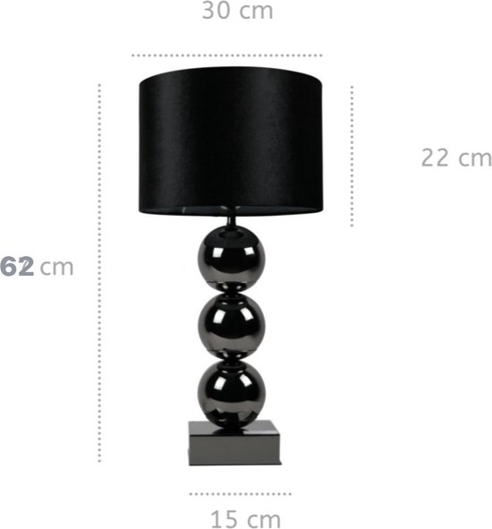 Luxe Bollamp - Zwart - Tafellamp - 3 Bollen - Vierkante Voet - Met velvet  kap - Eric... | bol.com