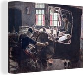 Canvas Schilderij Wever - schilderij van Max Liebermann - 80x60 cm - Wanddecoratie