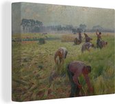 Tableau sur toile La récolte du lin - Peinture d'Emile Claus - 120x90 cm - Décoration murale