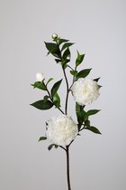Kunstbloem - Camellia - topkwaliteit decoratie - 2 stuks - zijden bloem - Wit - 98 cm hoog