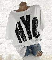 Katoenen oversized shirt met stretch met opdruk NYC Made in Italy maat 48  50 52 | bol.com
