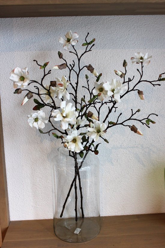Fleurs sur 12 - Fleurs en Soie - Branche de Magnolia - 80 cm de Haut