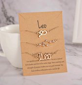 EmmyRovi | Trio sterrenbeeld Armband op Kaart | Zodiac Sieraden | Leo - Leeuw | BFF Armband Horoscope | Liefde / Vriendschap| Trendy Cadeau