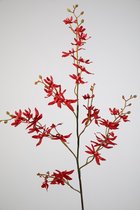 Kunstbloem - Orchidee - topkwaliteit decoratie - 2 stuks - zijden bloem - Rood - 97 cm hoog