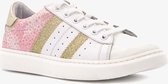 Groot leren meisjes sneakers met glitter - Roze - Maat 32