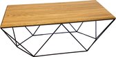 Noa: Salontafel - koffietafel - bijzettafel – lage tafel – woonkamer tafel rechthoek met zwart stalen frame (8/10mm massief) en massief eiken blad (rustiek). Blad heeft een verjong