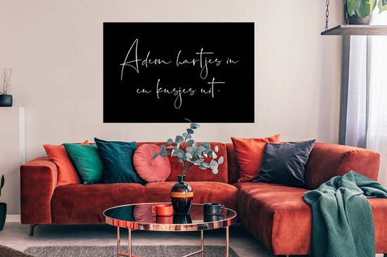 Poster Spreuken - Quotes - Adem hartjes in en kusjes uit - Koppel - 120x90 cm