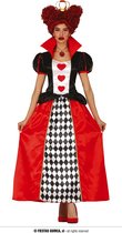 Guirca - Casino Kostuum - Hartendame In Wonderland - Vrouw - rood,zwart - Maat 42-44 - Carnavalskleding - Verkleedkleding