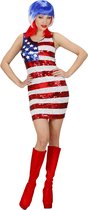 Landen Thema Kostuum | Hot Gogo Girl Paillettenjurk Miss USA Kostuum Vrouw | Medium | Carnaval kostuum | Verkleedkleding