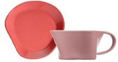 Kitchen trend - Skallop - design servies - kop en schotel set, skallop - aardewerk, set van 2 - H 1,8 cm