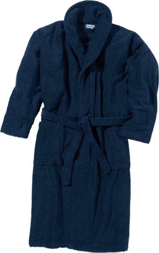 BECO badjas met kraag, donkerblauw, maat S