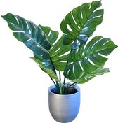 Kamyra® Gatenplant Kunstplant - Nep Planten Philodendron Klein - Monstera Deliciosa- Plant Voor Binnen En Buiten - Decoratie - Duurzaam - 65 × 30 cm