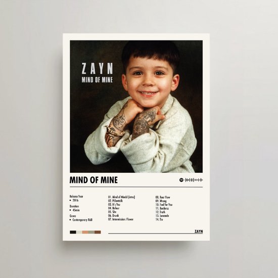 Zayn Poster Mind of Mine Album Cover Poster Zayn Malik LP A3