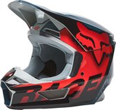 Fox Racing V1 Trice - Motocross Enduro BMX Downhill Helm - Grijs/ Oranje - MEDIUM (57-58cm)