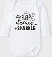 Baby Rompertje met tekst 'Sleep, dream, sparkle' | Lange mouw l | wit zwart | maat 62/68 | cadeau | Kraamcadeau | Kraamkado