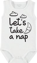 Baby Rompertje met tekst 'Lets take a nap' | mouwloos l | wit zwart | maat 62/68 | cadeau | Kraamcadeau | Kraamkado