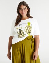 SAMOON Dames Shirt met korte mouwen en print op het voorpand, van GOTS gecertificeerd biologisch katoen