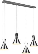 LED Hanglamp - Nitron Ewomi - E27 Fitting - 4-lichts - Rechthoek - Mat Nikkel - Aluminium