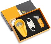 Galiner Sigaren Tool Set - Rook Accessoires - Roken - Sigaren - Aansteker - Sigarensnijder - Sigarenknippers - Geel